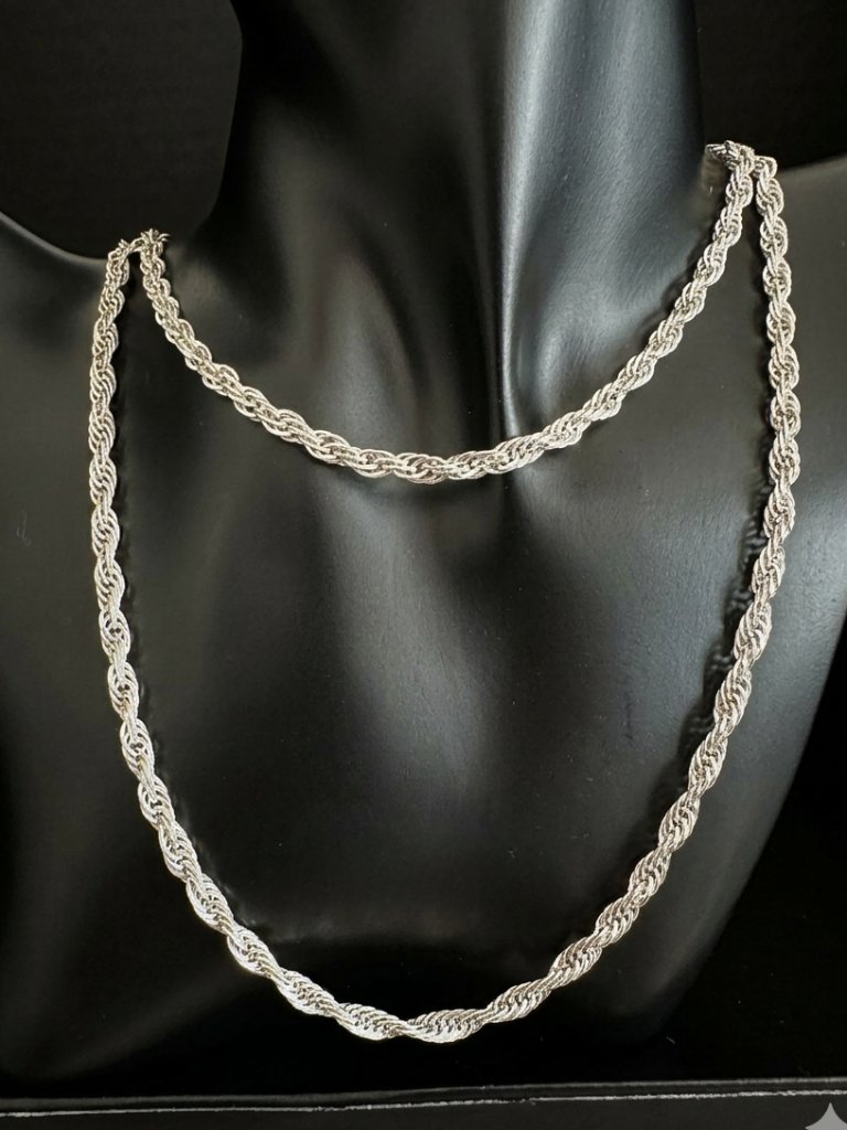 Milor Italy 925 Sterling Silver Rope Chain Necklace 36â 35g Long Italian Silve